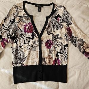 White House Black Market Multicolor Patterned Cardigan